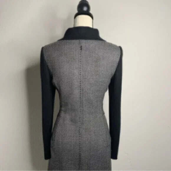 Vintage Tweed Wool Collared Knee Length Sheath Office Dress - Picture 7 of 11